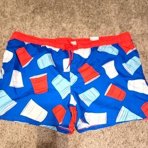 Men's Colorful Cup Print Swim Shorts. 3XL (48-50). NWT. PATRIOTIC BRAND